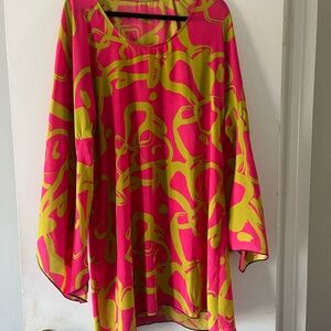 Vibrant Pink and Yellow Abstract Tunic Dress